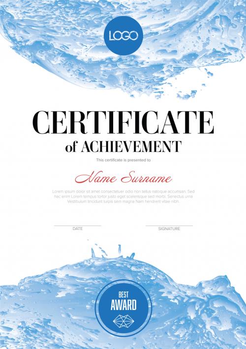 Modern certificate template with abstract water borders style 581767538
