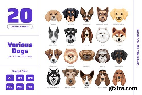 Dog Head - Cute Animal Cartoon Puppy Pet Logo Care JFSSPFL