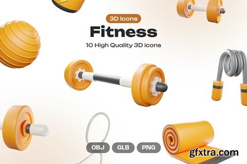 Fitness Equipment 3D Icons LJQYH6Y