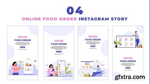 Videohive 2D Flat Character Online Food Order Instagram Story 47395419