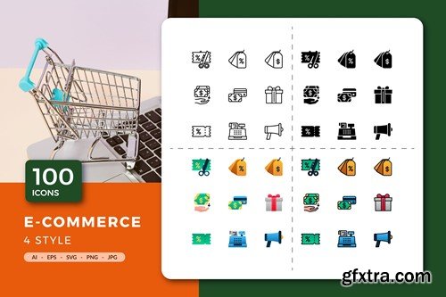100 E-Commerce Icons JGFU5XF