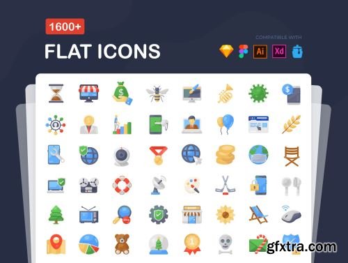 1600+ Flat Icons Pack Ui8.net