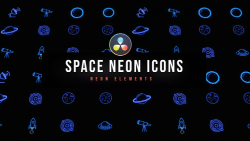 Videohive - Space Neon Icons - 47400173