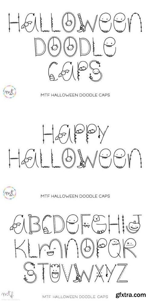 Halloween Doodle Caps Font