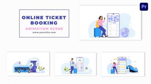 Videohive - Online Ticket Booking for Travel 2D Character Animation Scene - 47354494