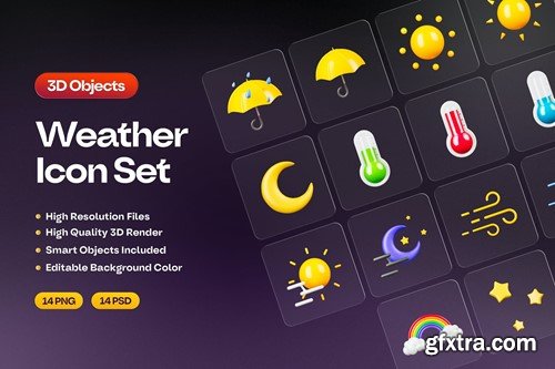 3D Weather Icon Set with Dark Cloud HRC4VV4