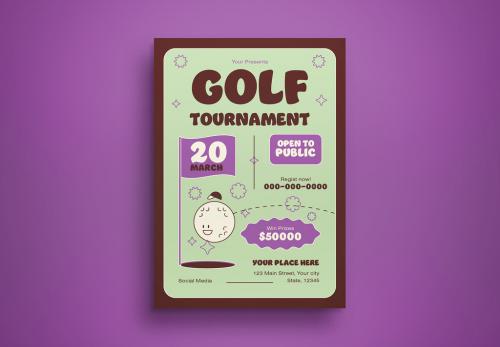 Brown Retro Golf Tournament Flyer Layout 573490846