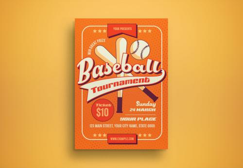 Orange Modern Baseball Tournament Flyer Layout 573490745