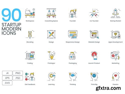 90 Startup Icons | ColorPop Series Ui8.net
