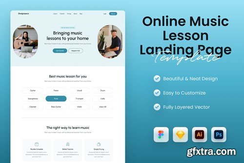 Online Music Course Landing Page Template GHPNMZZ