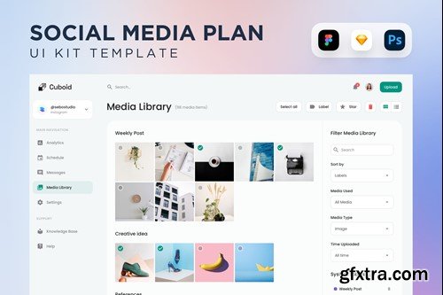 Social Media Planner Media Library UI Kit CQXYDYB