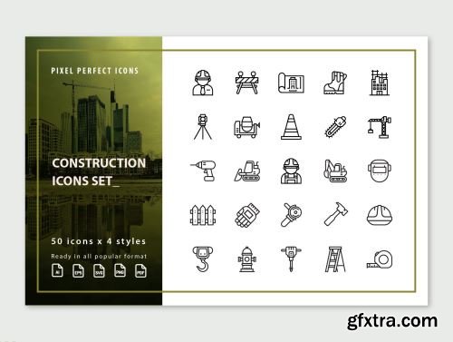200 Construction Icons Set Ui8.net