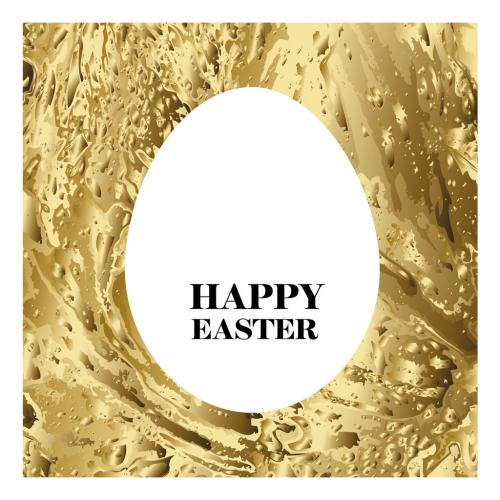 Happy Easter - minimalist easter card with egg cut from golden texture 571229316