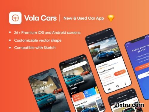 Vola Cars Premium iOS App UI Kit Sketch Ui8.net