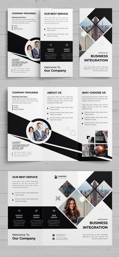 Trifold Brochure Black & White Style Template 581665882