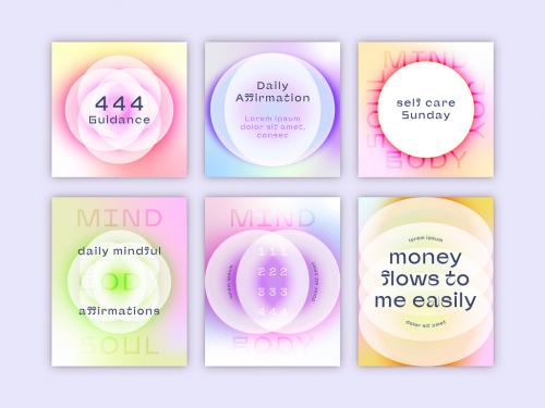 Spiritual Social Media Set with Bright Colourful Gradient Accents 569570302
