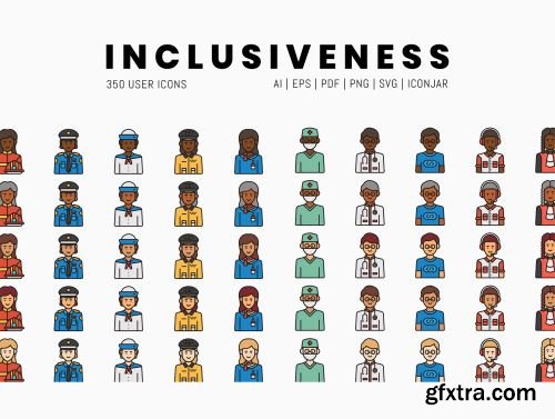 350 Inclusiveness Icons | Vivid Series Ui8.net