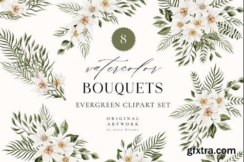 Evergreen Forest Watercolor Bouquets Flowers ERFDLPB