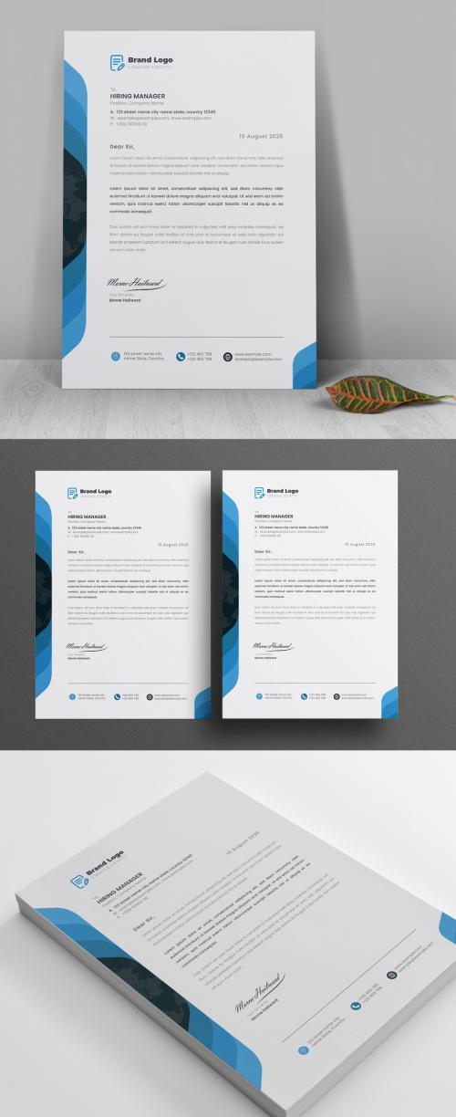 Clean Business Letterhead Template With Blue Layuot 582362097
