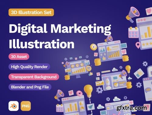 30 3D Digital Marketing Illustration Ui8.net