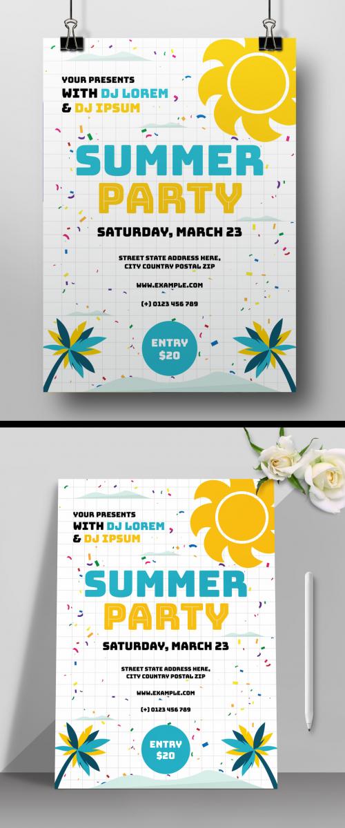 Summer Party Flyer Design Template 578196331