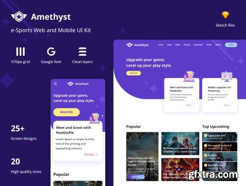 Amethyst - Esports Sketch Template Ui8.net