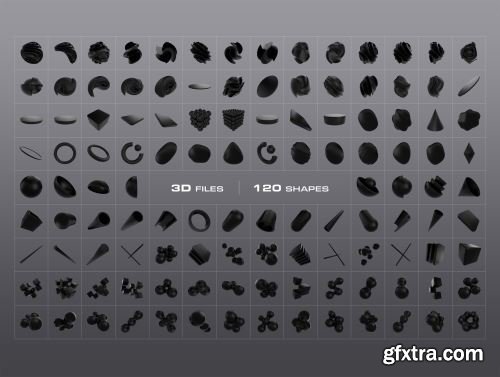 3D Black Shapes Collection Ui8.net