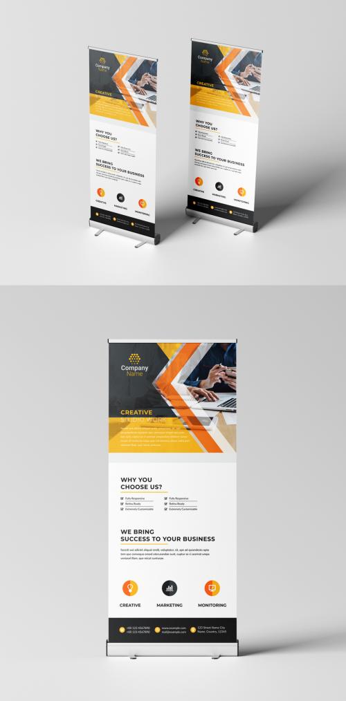 Rollup Banner Layout with Orange Accents 575931695