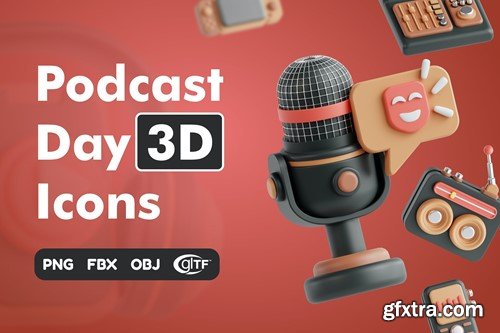 Podcast Day - 3D Icon Set DZ4Z9XB