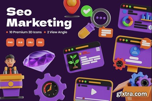 Seo Marketing 3D Icon PTBFKLG