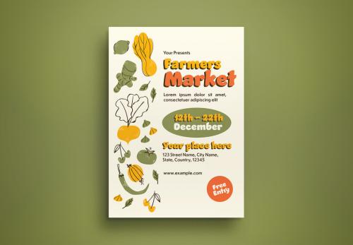 Beige Mid Century Farmer Festival Flyer Layout 571159072