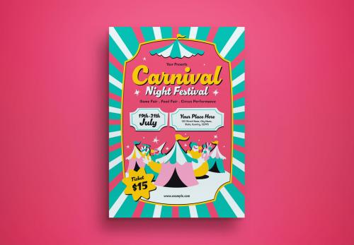 Pink Flat Style Carnival Flyer Layout 571158988