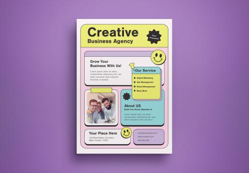 Pink Flat Creative Business Agency Flyer Layout 571158986