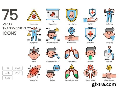 75 Virus Transmission Icons | Aesthetics Series Ui8.net