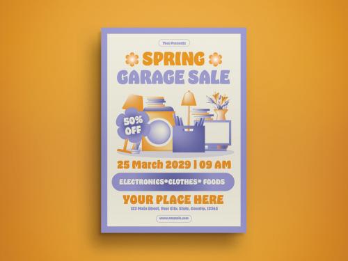 Lilac Gradient Spring Garage Sale Flyer Layout 578606153