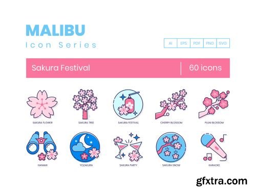 60 Sakura Festival Icons | Malibu Series Ui8.net