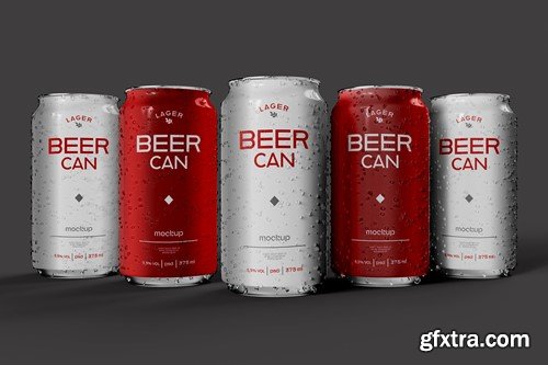 Beer or Soda Cans with Drops Mockup TEZXMBW