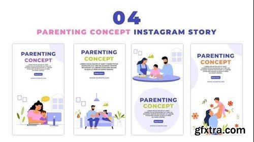 Videohive Happy Parents and Kids Flat Vector Instagram Story 47439100