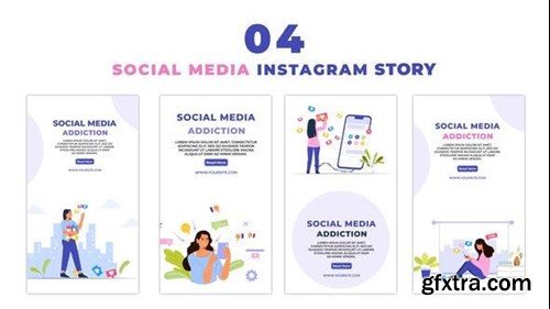 Videohive Social Media Addicted Girls Flat Character Instagram Story 47439046