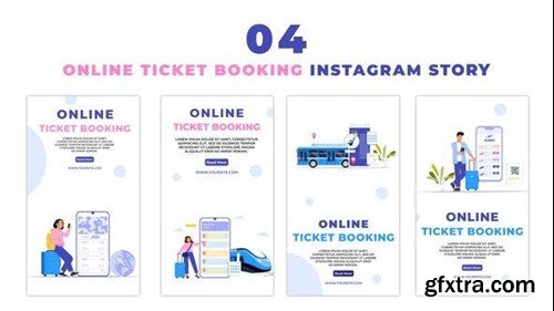 Videohive Online Ticket Booking Flat Character Instagram Story 47440133