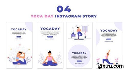 Videohive Woman Celebrates Yoga Day 2D Character Instagram Story 47441603