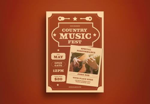 Brown Vintage Country Music Flyer Layout 578606095