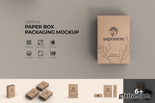 Vertical Kraft Paper Box Soap Packaging Mockup X54TDAS