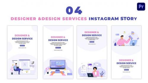 Videohive - Creative Designer and Design Service Flat Characters Instagram Story - 47453393