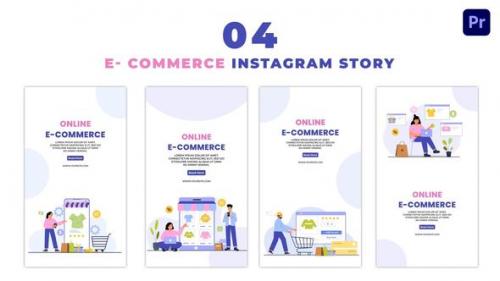 Videohive - Online Shopping 2D Flat Character Instagram Story - 47453552