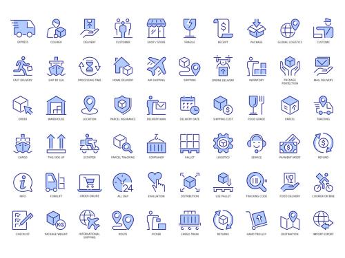 Delivery & logistics people Blue Icons Set 571927895
