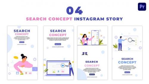 Videohive - Web Searching Concept 2D Character Instagram Story - 47460027