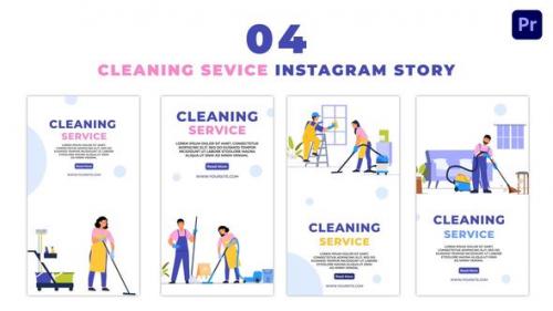 Videohive - Housekeeping Cleaning Service Flat Character Instagram Story - 47460680