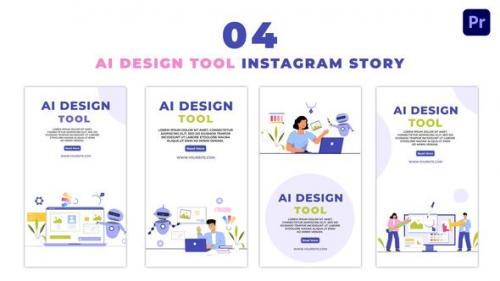 Videohive - AI Designing Tool User Flat Vector Instagram Story - 47460757