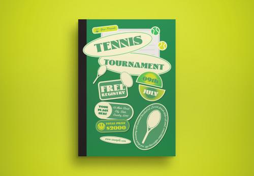 Green Retro Tennis Tournament Flyer Layout 568716901
